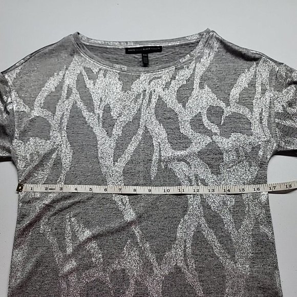 WHBM Silver Shimmer 3/4 Sleeve Drop Shoulder Tee XXS Extra Small NWOT - Picture 9 of 13